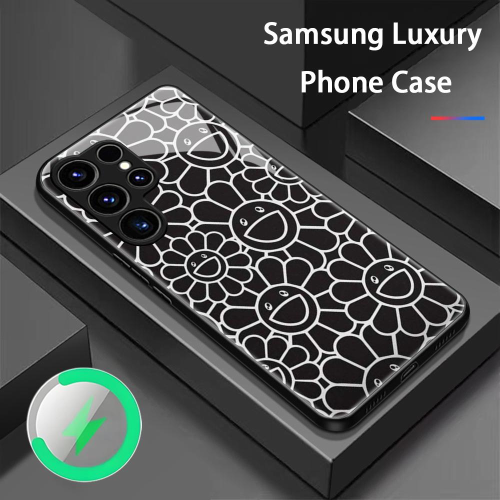Phone Accessories Japan - جراب هاتف زجاجي مغناطيسي بتصميم زهرة